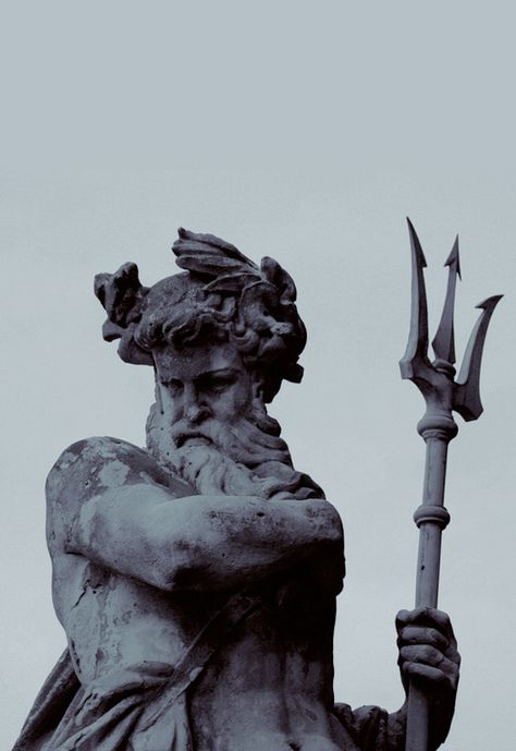 BLACK & BLUE — King Neptune’s Stolen Crown (by Mattie O’Gibbs) Poseidon Greek Mythology, Neptune Statue, King Neptune, Greek Mythology Statue, Poseidon Tattoo, Greek Mythology Gods, Roman Gods, Pagan Art, Ancient Statues