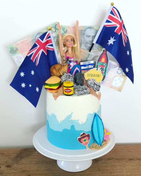 Australian Themed Cake, Aussie Party, Australia Cake, Australia Day Party, Citizenship Party, Australian Party, Welcome To Australia, Australia Day Celebrations, Australia Party