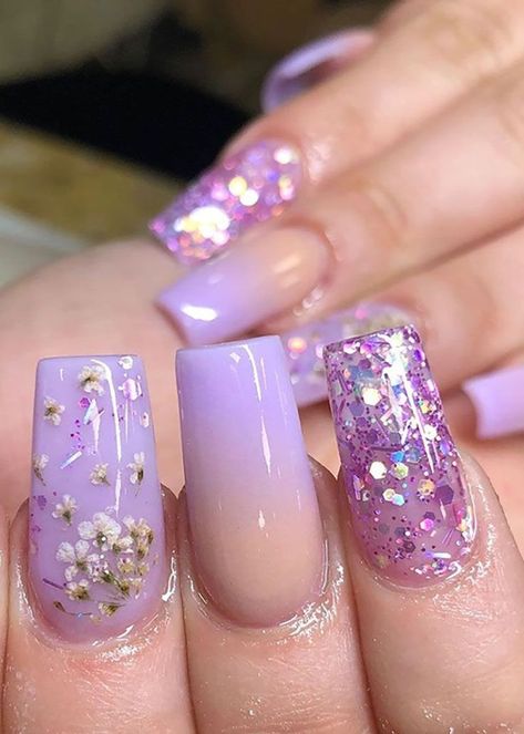 Coffin Art, Lila Party, Nails Grunge, Shiny Nails Designs, Purple Ombre Nails, Unghie Nail Art, Purple Acrylic Nails, Pink Ombre Nails, Purple Nail Designs