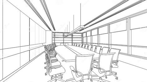 Outline Sketch of a Interior Meeting Room Stock Illustration - Illustration of room, graphic: 44410398 Meeting Room Concept Art, Art Wolf, Board Room, Interior Design Sketches, Perspective Drawing, Waiting Rooms, Meeting Room, Doctor Strange, Room Aesthetic