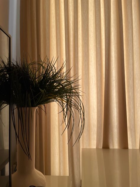 Cream Curtains Bedroom, Curtains Bedroom Aesthetic, Beige Room, Cream Curtains, Beige Curtains, Thick Curtains, Ikea Curtains, Plain Curtains, Home Cozy