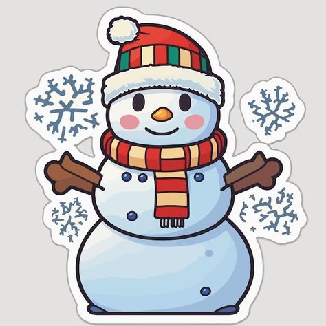 Christmas snowman cartoon sticker xmas s... | Premium Vector #Freepik #vector #christmas-snowman #christmas-flat #snowman #christmas-characters Xmas Characters, Snowman Vector, Snowman Sticker, Snowman Cartoon, Xmas Snowman, Online Invitation Card, Xmas Art, Snowman Clipart, Character Stickers