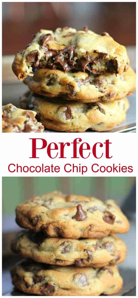 Perfect Chocolate Chip Cookies Chocolate Chip Desserts, Crispy Chocolate Chip Cookies, Chocolate Chips Cookies, Perfect Cookies, Homemade Chocolate Chips, Homemade Chocolate Chip Cookies, Perfect Chocolate Chip Cookies, Chocolate Cookie Recipes, Chewy Chocolate Chip