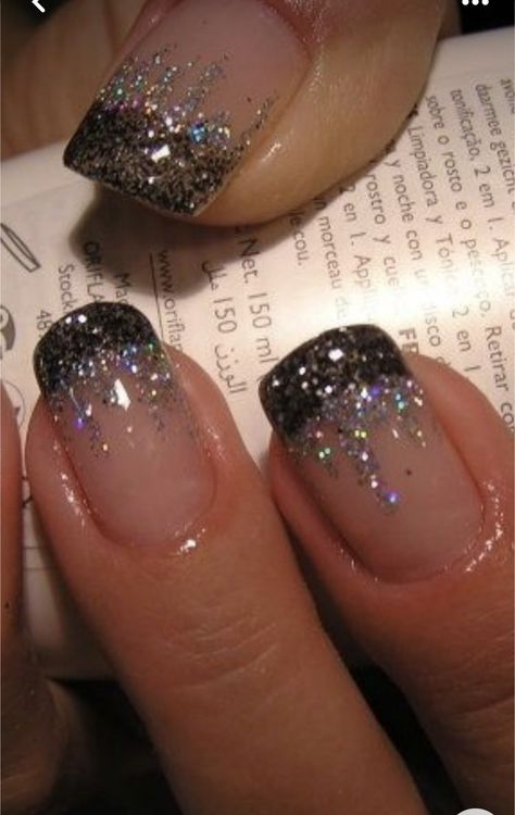 Nails With Glitter, Nail Designs, Nail Art, Glitter, Nails, Black, Art, Nail Arts