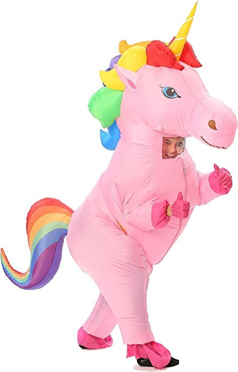 Amazon.com: GOPRIME Adult Size Unicorn Costume Pink : Clothing, Shoes & Jewelry Inflatable Unicorn Costume, Costume Rainbow, Badass Halloween Costumes, Best Costume Ever, Horse White, Wicked Costumes, Skeleton Halloween Costume, Toddler Birthday Party, Inflatable Costumes