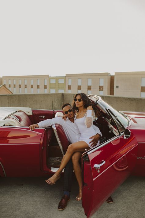 Engagement photo inspiration. white dress. bride and groom. vintage car photoshoot. couples photoshoot. photoshoot inspo. red convertible. vintage car engagement photoshoot. photographer. couples photoshoot inspo. charleston, SC. south carolina. charleston. photographer inspo. white dress with sleeves. polkadot sleeves. mens outfit inspo. mens photoshoot outfit. engagement photoshoot outfits. Couple Car Poses, Car Couples, Classic Car Wedding, Car Engagement Photos, Vintage Convertible, Car Shoot, Classic Car Photoshoot, Vintage Engagement Photos, Wedding Fotos