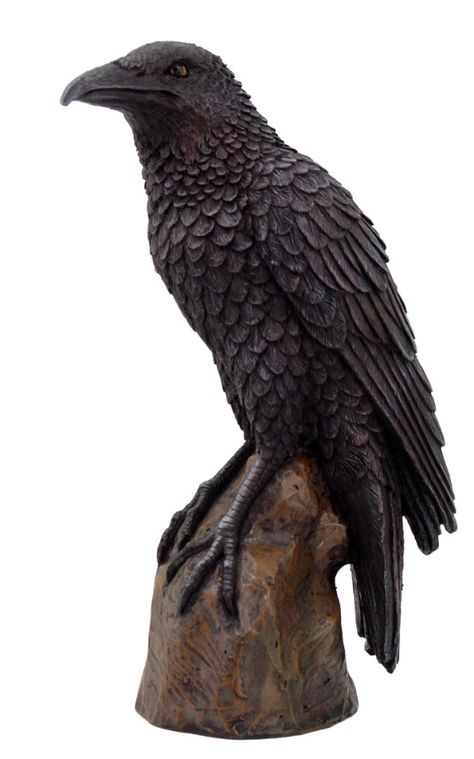 raven figurine Raven Statue, Quoth The Raven, Raven Bird, Crow Art, Black Raven, Bird Carving, Raven Art, Crows Ravens, Ceramic Animals