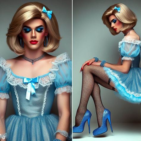 Sissy in nylons!! | Tommy Davis | Flickr Max Brown, Chanel Art, Sculpted Nails, Female Transformation, Dress Heels, Sassy Hair, Maid Outfit, Maid Dress, Red Lipstick