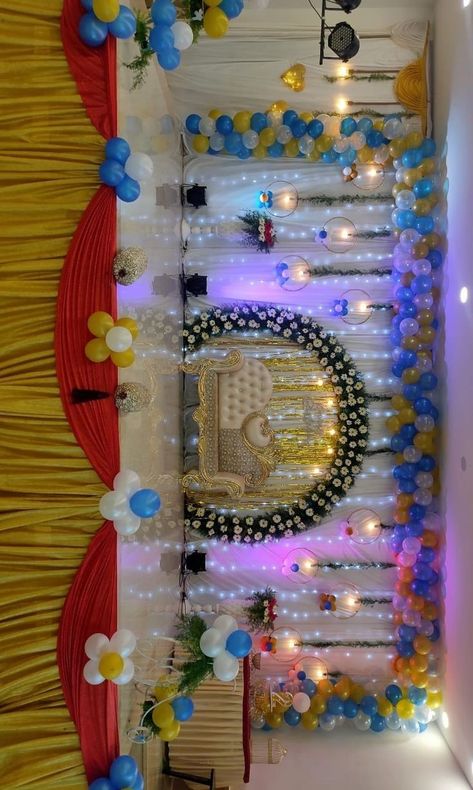 Shadi Background, Naming Ceremony Decoration, Small Wedding Decor, Engagement Stage Decoration, Reception Stage Decor, Simple Stage Decorations, Diy Floral Decor, Baby Birthday Decorations, Wedding Background Decoration