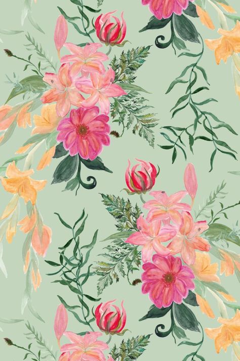 Seamless pattern with Beautiful lily and gladiolus flowers, Watercolor painting Colour Flowers, Gladiolus Flower, Design Motifs, Flower Bunch, Flower Texture, Colour Pattern, Flowers Watercolor, Color Flower, Digital Flowers