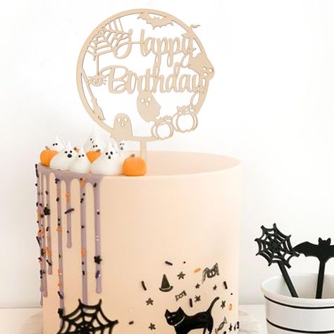 PRICES MAY VARY. 👻WOODEN HALLOWEEN BIRTHDAY CAKE TOPPER - hello everyone, now for you to bring this style Wooden Halloween Happy Birthday Cake Topper, With this cake top, the birthday cake will look beautiful! 👻BEAUTIFUL PACKAGING - we need a package that can withstand a long journey, so we the whole plank is cut and fixed for the cake topper. it is firmly fixed to it. it's beautiful and it protects the cake topper from damage. ensure that the cake hat delivered is intact. 👻SIZE OF THE CAKE T Halloween Happy Birthday, Halloween Birthday Cake, Camping Cake, Bat Cake, Cake Hat, Camping Cakes, Halloween Birthday Cakes, Halloween Cake Decorating, Fall Cake