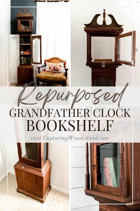 Refinished Grandfather Clock, Diy Grandfather Clock, Grandfather Clock Makeover, Repurposed Grandfather Clock, Old Grandfather Clock, Modern Grandfather Clock, Clock Makeover, Grandmother Clock, Antique Grandfather Clock