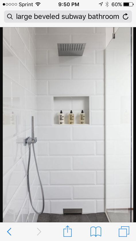 Large White Tiles, Bathroom Restoration, Subway Tile Showers, Subway Tiles Bathroom, Farmhouse Shower, Tile Remodel, Luxury Tile, Bad Inspiration, Shower Tile Designs