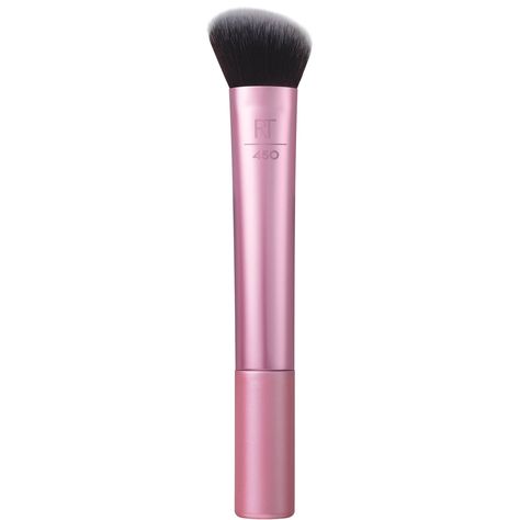 Defining and accentuating your facial features with a natural-looking finish, the Real Techniques Soft Sculpting Brush works to blend liquid and cream contour seamlessly.  Crafted with dense, UltraPlush™ synthetic bristles and an angled head to provide light to medium coverage with a soft, airbrushed-like finish.  Vegan. Real Tequniques Brushes, Real Techniques Contour Brush, Sculpting Makeup, Real Techniques Blush Brush, Liquid Contour, Vegan Makeup Brushes, Real Techniques Brushes, Dream Makeup, Face Makeup Brush