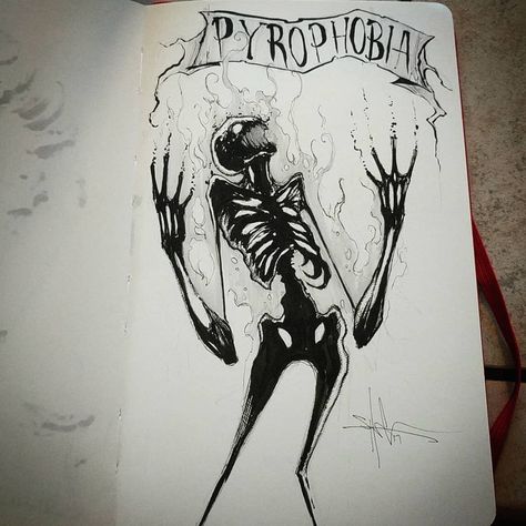 Pyrophobia - day 12 of #inktober / #feartober . All month I’m creating art depicting a new phobia. 💀 What’s your fear?💀 Pyrophobia is the fear of fire. The origin of the word Pyro is Latin (meaning fire) and phobia is Greek (meaning fear). Pyrophobia... Shawn Coss, Art Sinistre, Creepy Drawings, Cross Art, Creepy Art, Horror Art, Dark Art, Drawing Inspiration, Amazing Art