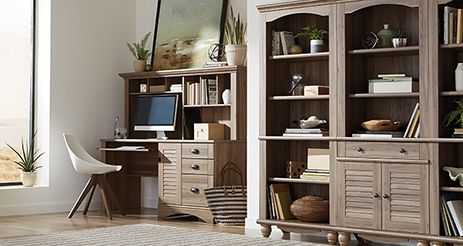 Fireplace Credenza, Sauder Woodworking, Cottage Style Bedrooms, Desk With Bookcase, Sauder Furniture, Cottage Style Bedroom, Entertainment Credenza, Cottage Style Furniture, Computer Armoire