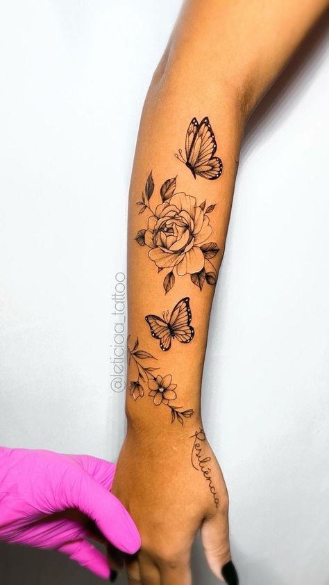 Butterfly Arm Sleeve Tattoos For Women, Wrap Around Wrist Tattoos, Handwriting Tattoos, Butterfly Tattoos On Arm, Around Arm Tattoo, Unique Butterfly Tattoos, Arm Sleeve Tattoos For Women, Wrap Around Tattoo, Cute Hand Tattoos