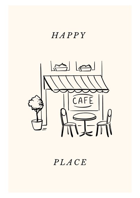 Cartoon Cafe Aesthetic, Naive Illustration Simple, Illustration Coffee Cup, Doodles Line Art, Bar Illustration Art, Brunch Illustration Design, Cafe Sticker Design, Cookie Line Art, Coffee Aesthetic Drawing