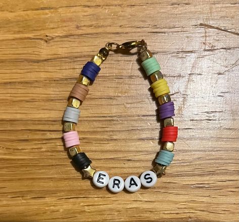 Fearless Clay Bead Bracelet, Clay Bracelet Taylor Swift, Taylor Swift Bracelet Ideas Clay Beads, Taylor Bracelets, Taylor Swift Tshirt, Taylor Bracelet, Eras Bracelets, Swift Bracelet, Bracelet Business