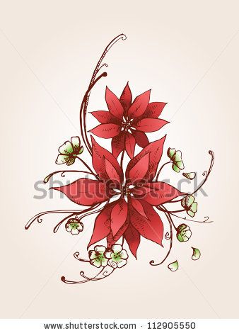 Shutterstock.com    Poinsettia - traceable Sketch Flower Tattoo, Poinsettia Drawing, Body Artwork, Grandma Tattoos, Shoulder Cap Tattoo, Sketch Flower, Christmas Sketch, Christmas Drawings, Red Roses Wallpaper