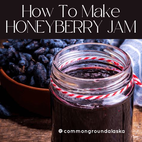 HONEYBERRY (HASKAP) JAM (No Pectin) Haskap Jam Recipe, Honeyberry Recipes, Honeyberry Jam, Haskap Jam, Alaskan Recipes, Fermenting Chicken Feed, Freezer Jam Recipes, Freezer Jam, Berries Recipes