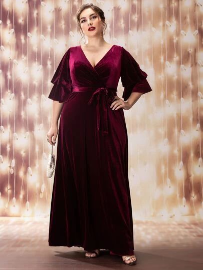 Velvet One Piece Dresses, Velvet Dress Plus Size, Velvet Formal Dress, Long Sleeve Bridesmaid Dress, Winter Plus Size, Velvet Prom Dress, Sewing Clothes Women, Velvet Maxi, Velvet Maxi Dress