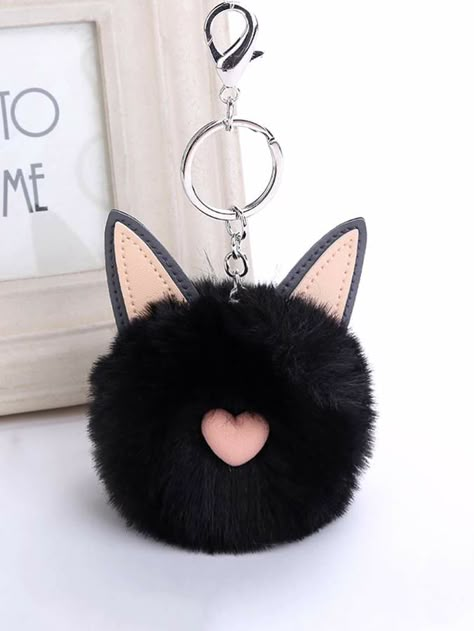 Pompom Keychain, Pom Keychain, Crafts For Teens To Make, Boyfriend Crafts, Pom Pom Keychain, Pom Pom Crafts, Hand Crochet Baby Blanket, Easter Bunny Decorations, Cute Keychain