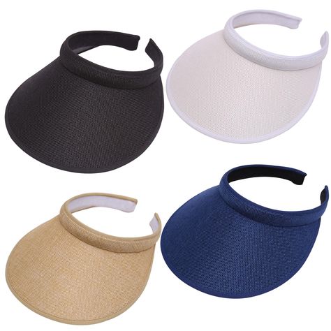 PRICES MAY VARY. 2 Pack:There are 4 pack wide brim sun visor hats in one package. ONE SIZE:Head Circumference: 21.65-26 inches，clip on style design allows for a better fit around the head. 4.7 inch Brim:The non-slip sun visor hats with a wide brim, it can effectively block the direct sunlight on your face and eyes to avoid sunburn. Sweatband:The classic sun visors hat for women comes with a comfortable and soft terrycloth loop sweatband to effectively block sweat from running down your face. App Summer Tennis, Golf Visor, Sun Visor Hat, Hats Women, Visor Hats, Sun Visor, Terry Cloth, Wide Brimmed, Sun Hats