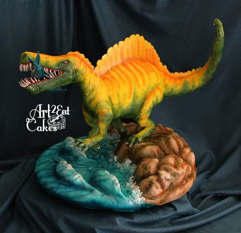 Dino Cakes, Chocolate Chocolate Cake, Spinosaurus Aegyptiacus, Dinosaur Cakes, Jurassic Park Birthday Party, Dinosaur Birthday Theme, Jurassic Park Birthday, Boy Cakes, Dino Cake