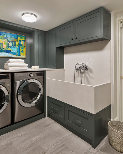 laundry room - Transitional - Laundry Room - Philadelphia - by Rasmussen / Su Architects | Houzz Dog Washing Sink, Mudroom With Dog Wash, Laundry Room Dog Wash, Craftsman Laundry Room, Laundry Room And Pantry, Dog Showers, Dog Bathing Station, Dog Wash Station, Transitional Laundry Room