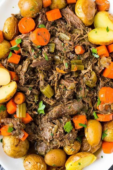 Easy Paleo & Whole30 Pot Roast (Slow Cooker Recipe) | The Healthy Consultant Healthy Pot Roast, Paleo Pot Roast, Easy Slow Cooker Pot Roast, Roast Slow Cooker, Slow Cooker Pot Roast Recipes, Healthy Weekly Meal Plan, Classic Pot Roast, Best Pot Roast, Paleo Slow Cooker