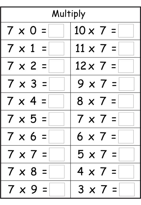 7 Times Table Worksheets 2 Times Table Worksheet, 4 Times Table Worksheet, Printable Times Tables, Free Multiplication Worksheets, Times Tables Worksheets, Multiplication And Division Worksheets, Volume Math, Name Tracing Worksheets, Cursive Words