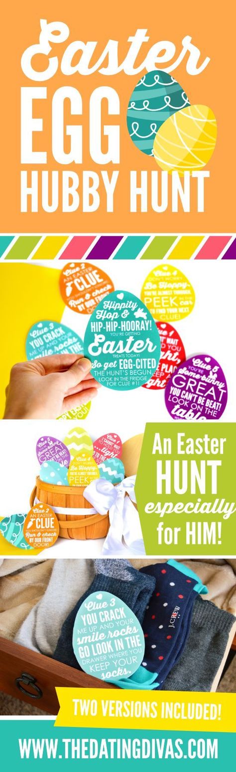 Easter Egg Hubby Hunt - make your man hunt for his Easter basket #easter Easter Egg Scavenger Hunt Clues, Easter Scavenger Hunt Clues, Easter Egg Scavenger Hunt, Easter Egg Hunt Ideas, Easter Egg Hunt Clues, Egg Hunt Ideas, Easter Scavenger Hunt, Scavenger Hunt Clues, Ball Birthday Parties