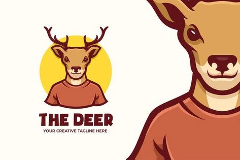 Animal Mascot, Character Logo, Mascot Character, Cartoon Logo, Mascot Logo, Deer Head, Mascot Design, Design Typography, Graphic Design Typography