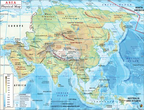 Asia Physical Map | Physical Map of Asia Eastern Europe Map, Asian Maps, Map Of Asia, Map Quiz, Physical Map, Geography Map, Asia Map, Maps For Kids, India Map