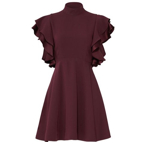 Cinq à Sept Plum Ruffle Dress (1.019.850 IDR) ❤ liked on Polyvore featuring dresses, vestidos, ruffle trim dress, ruffle dress, flutter-sleeve dresses, purple ruffle dress and plum purple dress Plum Purple Dress, Plum Cocktail Dress, Flouncy Dress, Purple Ruffle Dress, Frilled Dress, Purple Cocktail Dress, Plum Dress, Classy Outfits For Women, Flounce Dress