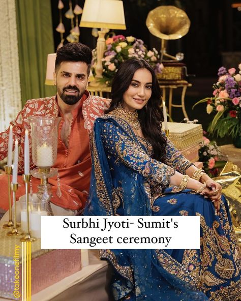 Surbhi Jyoti and Sumit’s pictures from Sangeet ceremony scream love, joy and happiness. . . . . . . . . #surbhijyoti #sumit #surbhijyotisangeet #surbhijyotiwedding #takeonefilmy Surbi Jyoti, S Pictures, Sangeet Ceremony, Surbhi Jyoti, Wedding Collection, Joy And Happiness, Wedding Photoshoot, Scream, Wedding Venue