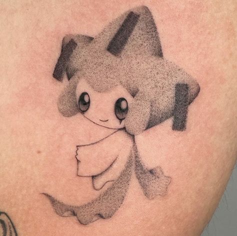 Jirachi Tattoo, Mimikyu Tattoo, Pikachu Tattoo Design, Pikachu Tattoo, Her Tattoo, One Tattoo, Cartoon Character Tattoos, Tattoo Cover Up, Tattoo Cover-up