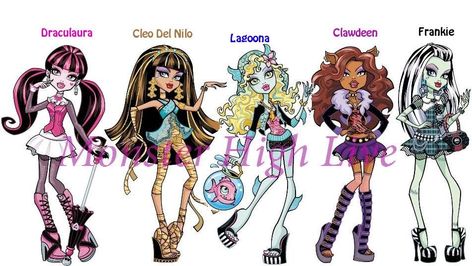 Monster High Group Halloween Costume, 5 Girls Halloween Costume, Monster High Characters Halloween Costume, Monster High Main Characters, Cool Group Halloween Costumes, Monster High Friend Group, 5 Girl Halloween Costumes, Mister High Costume, Halloween Costumes 5 Girls Group