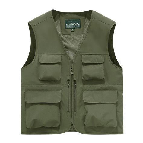 2024 Outdoor Leisure Vest Men's New Multi-Pocket Breathable Outdoor Sports Coat High-Quality Design Army Vest, Mens Vest Casual, Sleeveless Coat, Biker Vest, Outdoor Leisure, Long Sleeve Tops Casual, Pocket Jacket, Sleeveless Jacket, Mens Vest