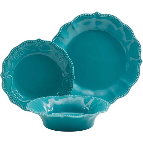 Buy The Pioneer Woman Paige 12-Piece Dinnerware Set, Turquoise at Walmart.com Pioneer Woman Dinnerware, Pioneer Kitchen, Kitchen Glassware, Turquoise Kitchen, Pioneer Woman Kitchen, Stoneware Dinnerware, The Pioneer Woman, Crackle Glaze, Gorgeous Gardens