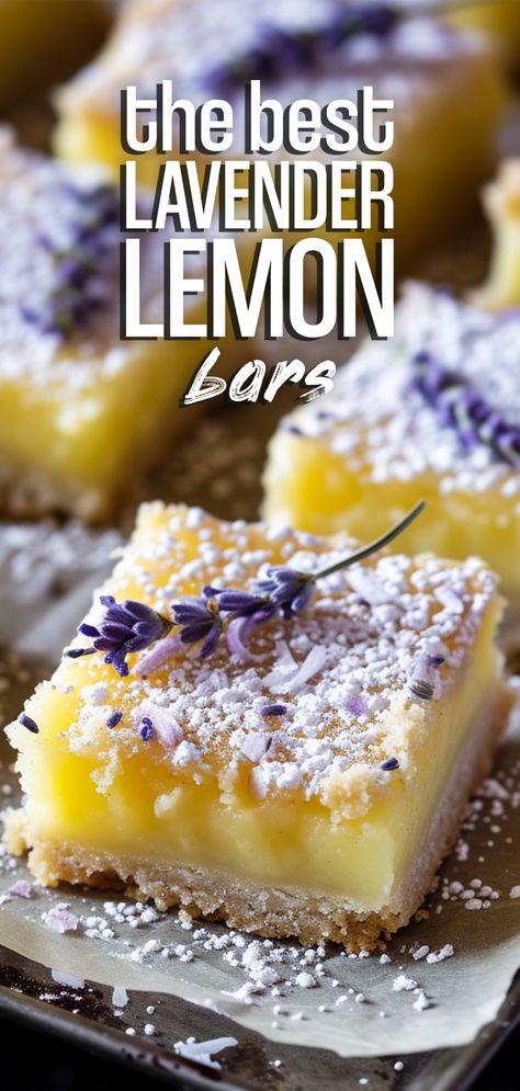 Lavender Lemon Bars [65 Minutes] – Chasety Lavender Dessert Recipes, Lavender Lemon Bars, Lavender Dessert, Lavender Recipes, Lemon Bars Recipe, Culinary Lavender, Lavender Lemon, Blooming Garden, Lemon Bars