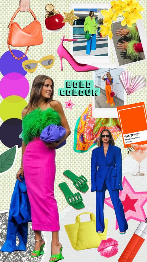 Colour Party Outfit, Summer Chic Outfit, Bright Colors Fashion, Colourful Dress, Bold Outfits, Summer Orange, Spring Things, Spring 23, Spring Inspo