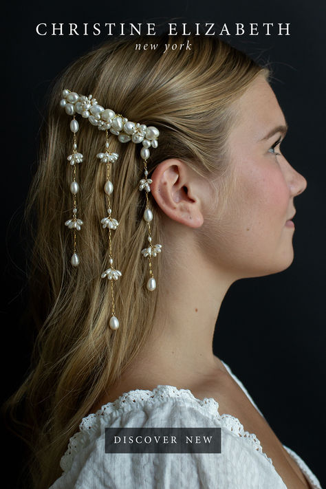 Finish your wedding look with a pearl barrette or silk bow from Christine Elizabeth Christine Elizabeth, Emma 2020, Jordan Wedding, Pearl Barrette, Affordable Fine Jewelry, Bride Outfits, Headpiece Jewelry, Bridemaids Gifts, Classic Brides