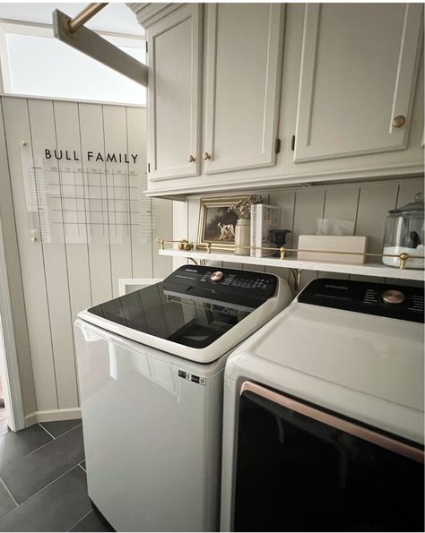 Hallway Washer And Dryer, Small Laundry Room With Cabinets, Butlers Pantry Laundry Room Combo, Laundry Room Vanity, Tudor Renovation, Walnut Interior, House Dr, Cottagecore Home, Dream Laundry Room