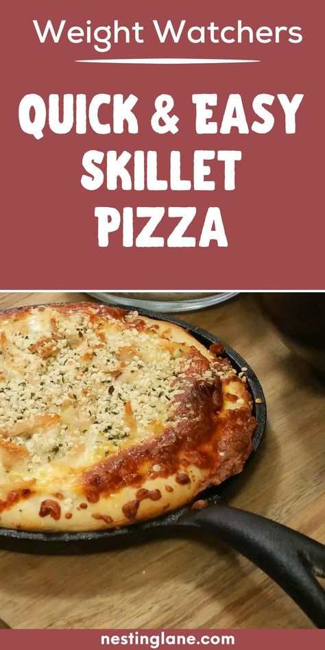 Quick & Easy Weight Watchers Skillet Pizza Recipe. This homemade Italian classic is easy to make in your cast iron skillet. It's a favorite dinner that's ready in just 30 minutes. To make this meal, you will need four, green yogurt, salt, pizza sauce, mozzarella cheese, and olive oil. You can add your favorite vegetables or meat toppings if wish. This is a great option for Game Day! MyWW Points: 7 Green Plan, 7 WW Smart Points. Easy Ww Recipes, Weight Watcher Pizza Recipe, Skillet Pizza Recipe, Ww Pizza, Preserve Tomatoes, Weight Watchers Pizza, Spaghetti With Meatballs, Cast Iron Skillet Pizza, Crustless Pizza