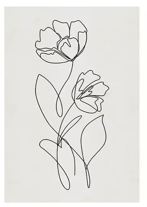 One Line Flower Drawing, Loose Sketches, Line Art Flowers, Botanical Line Drawing, Winter Art Projects, Flower Line Drawings, Flower Art Drawing, Line Art Design, Outline Drawings