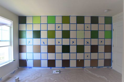 DIY Minecraft Mural – Village & Coast Minecraft Wall Paint, Minecraft Bedroom Paint Colors, Minecraft Accent Wall, Minecraft Wall Painting, Minecraft Bedroom Decor Ideas, Minecraft Bedroom Wall Ideas, Minecraft Room Painting Ideas, Minecraft Wall Mural, Boys Minecraft Bedroom Ideas