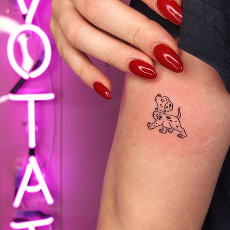 101 Dalmations Tattoo Ideas, Dalmatian Tattoo Simple, 101 Dalmations Tattoo, Dalmation Tattoo, Dalmatians Tattoo, 101 Dalmatians Tattoo, Dalmatian Tattoo, Tiny Disney Tattoo, Pop Culture Tattoos