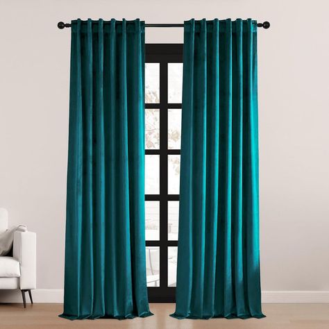 Dark Teal Curtains, Teal Curtains, Layered Curtains, Net Curtains, Blue Curtains, Velvet Curtains, Bathtub Accessories, Colorful Curtains, Curtain Accessories